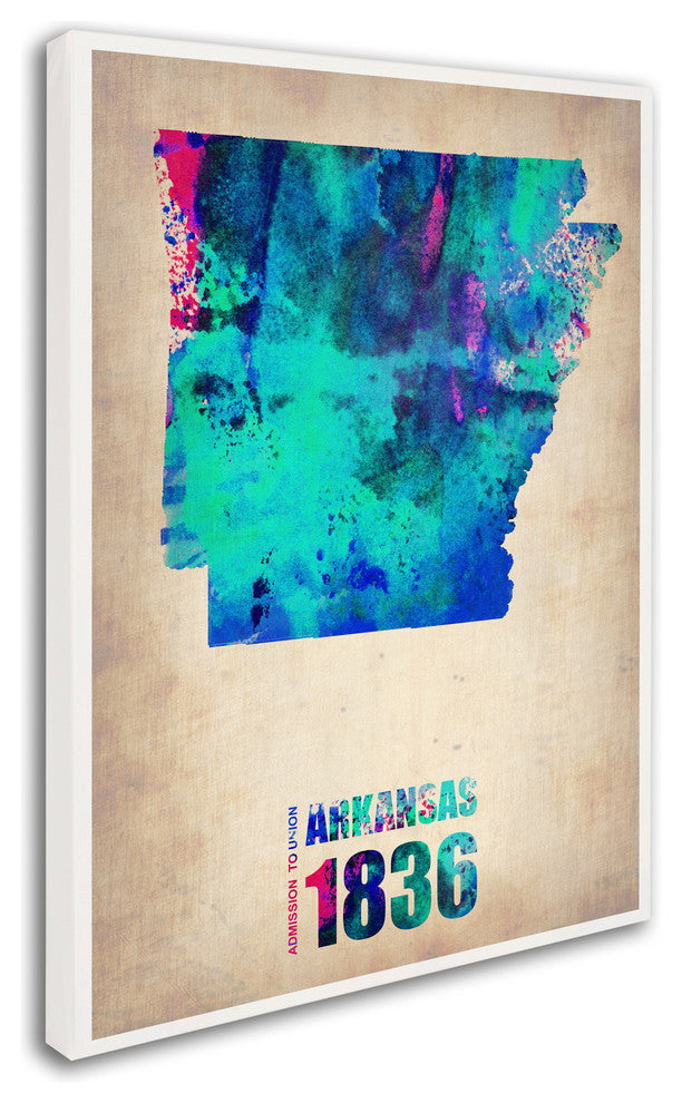'Arkansas Watercolor Map' Canvas Art by Naxart
