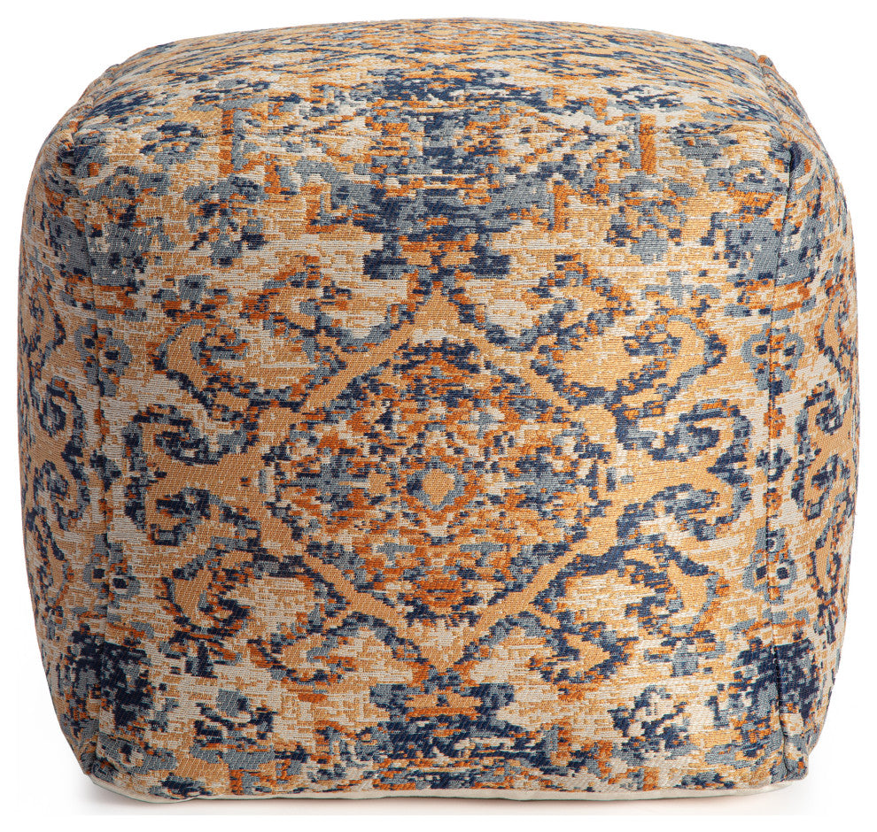 Tofino Orange 20" x 20" x 20" Multicolor Pouf
