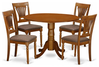 5 Pc Kitchen Nook Dining Set -Round Table Plus 4 Dinette Chairs