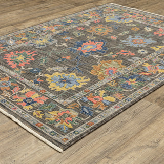 Leoness Vintage Traditional Gray/ Multi Area Rug, 7'10" x 10'10"