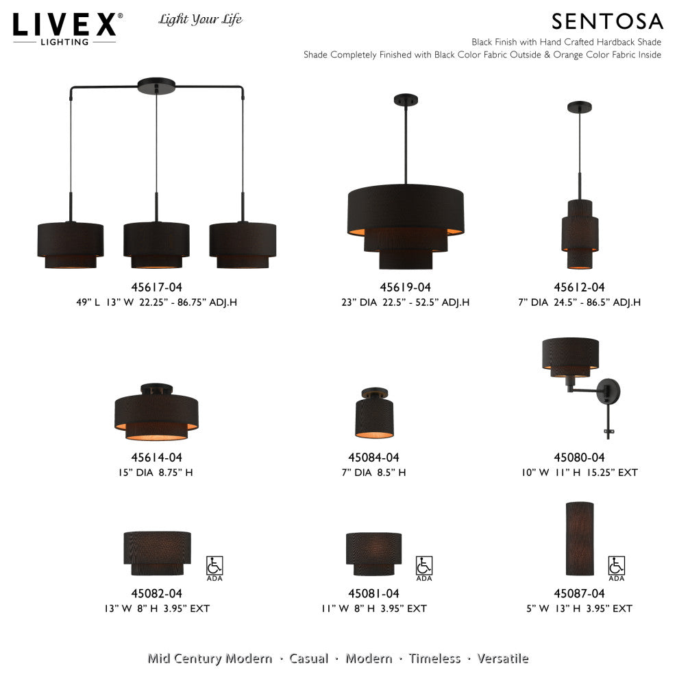 Sentosa 3-Light Black Large Semi-Flush