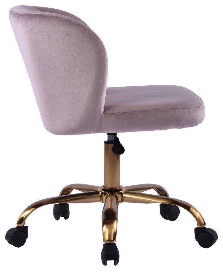 Rylee Swivel Vanity Chair with 360 Degree Rotation, Pink Velvet
