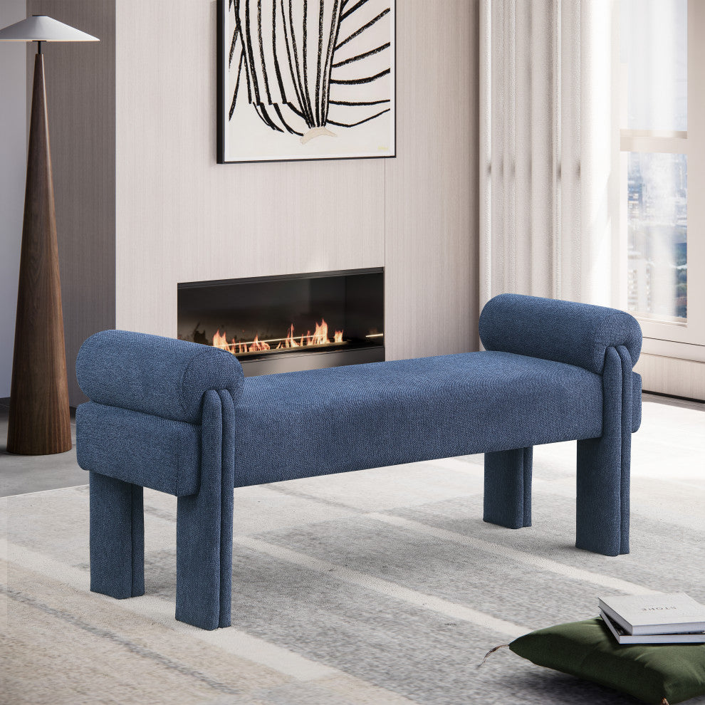 Stefano Upholstered Bench, Navy
