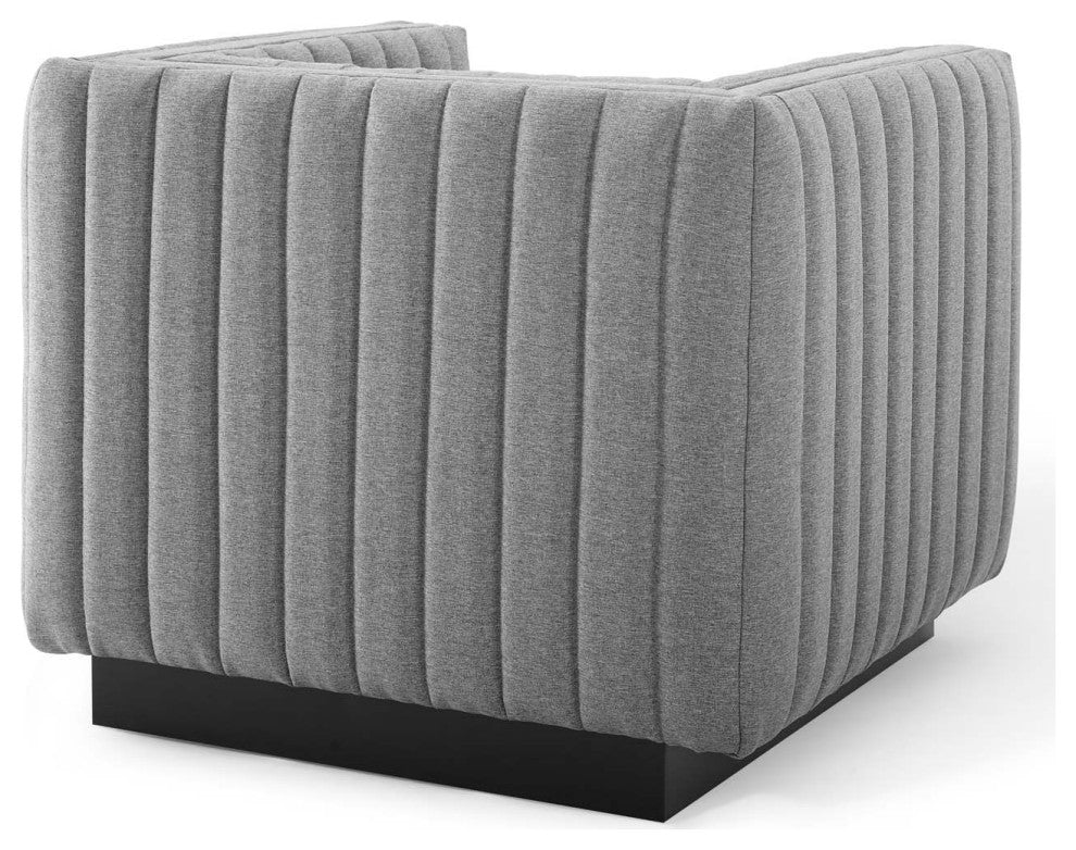 Perception Tufted Upholstered Fabric Armchair Light Gray