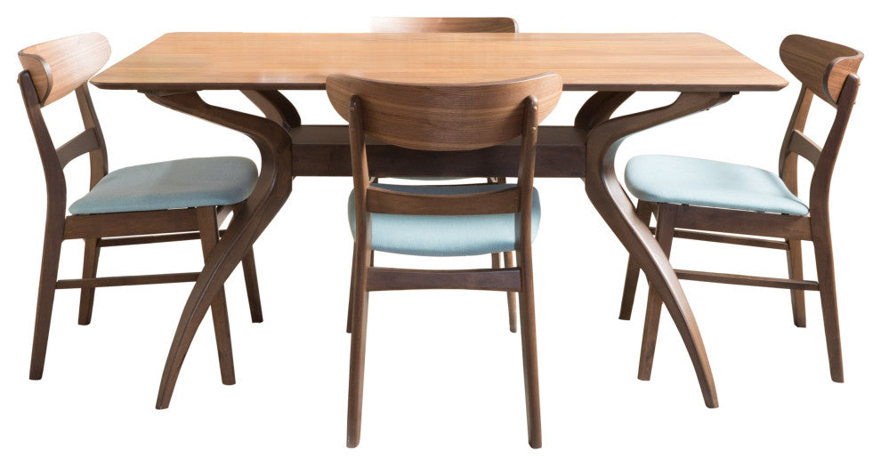 GDF Studio Mid-Century Modern 5 Piece Dining Set, Mint