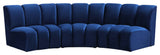 Infinity Channel Tufted Velvet Modular Chair, Navy, 3 Piece