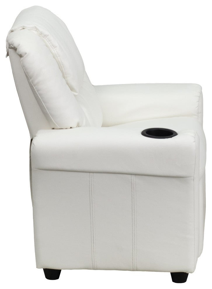 Kids Recliner With Cup Holder And Headrest, White