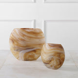 Uttermost Fusion Swirled Caramel and Ivory Vases, Set of 2