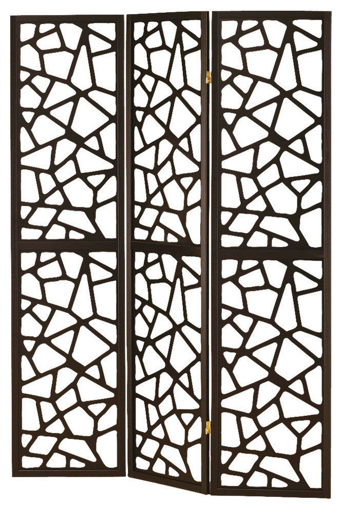 Benzara BM159226 Intricate Mosaic Cutouts Folding Screen, Black