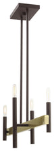 Livex Lighting Denmark 4 Light Bronze, Antique Brass Accents Linear Chandelier