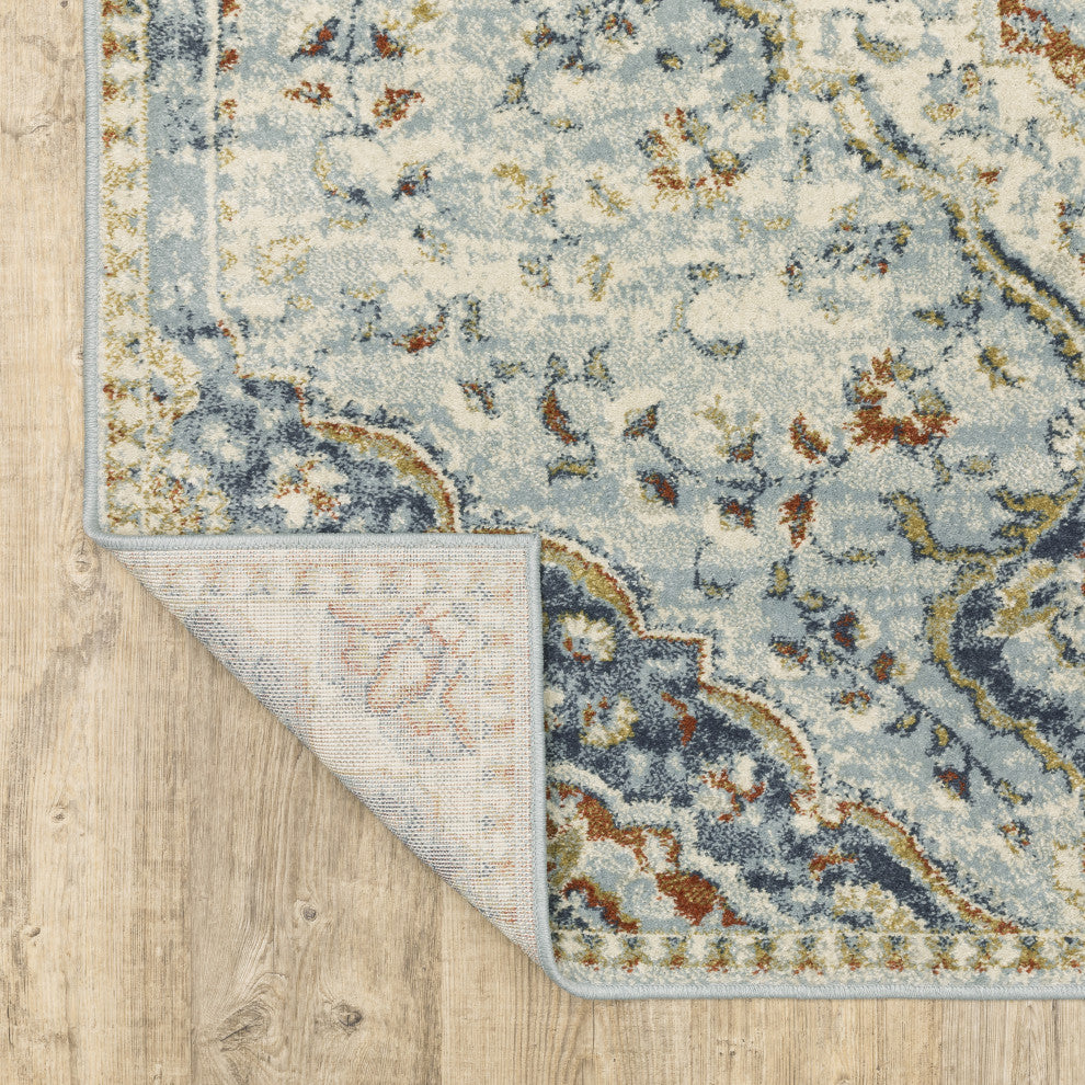 Bastian Vintage Medallion Blue/ Multi Indoor Area Rug, Blue, 1'10"x7'3"