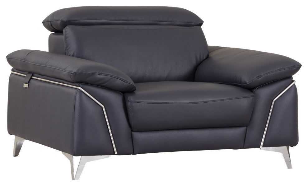 Lazio Contemporary Genuine Italian Leather Chair Navy