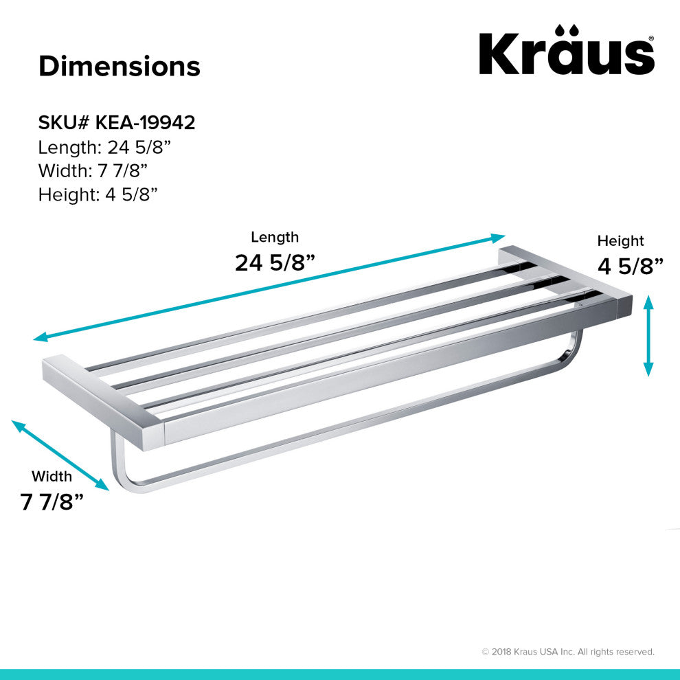 Stelios Bathroom Shelf with Towel Bar, Chrome