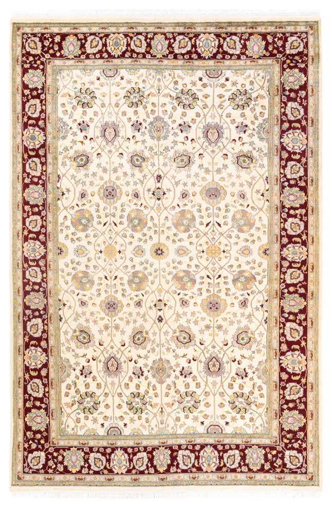 Minbya One-of-a-Kind Hand-Knotted Area Rug Ivory, 6'2"x9'3"