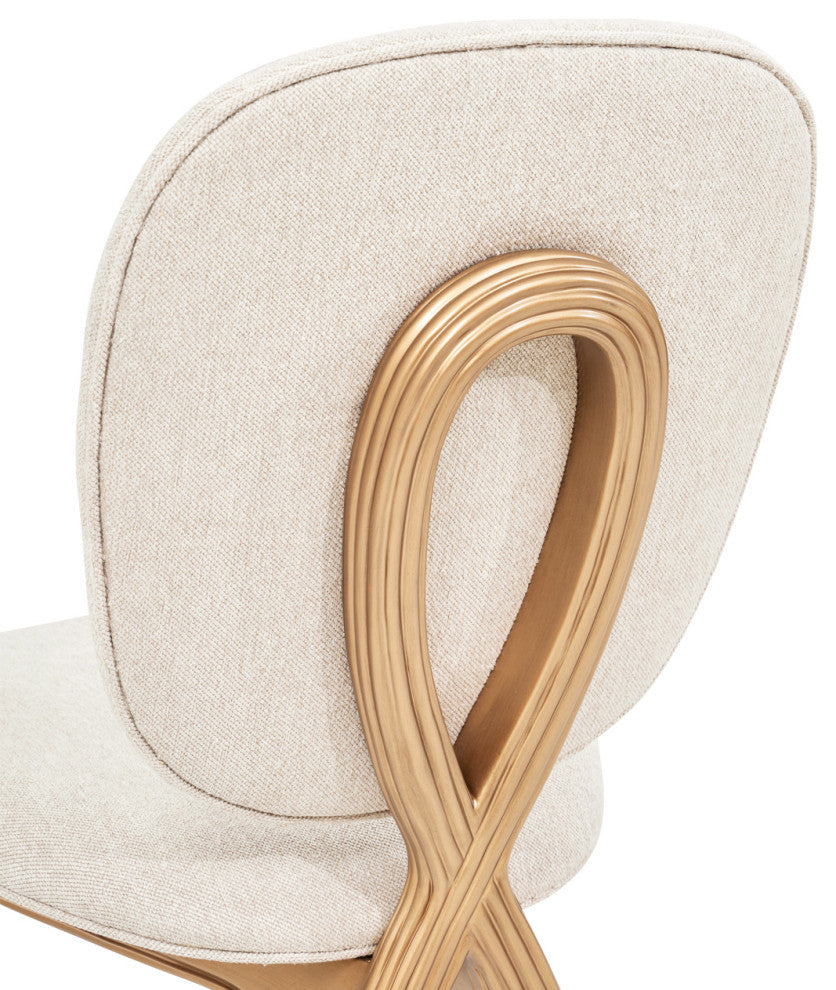 Camellia Field Vanity Chair, Linen/Antique Gold