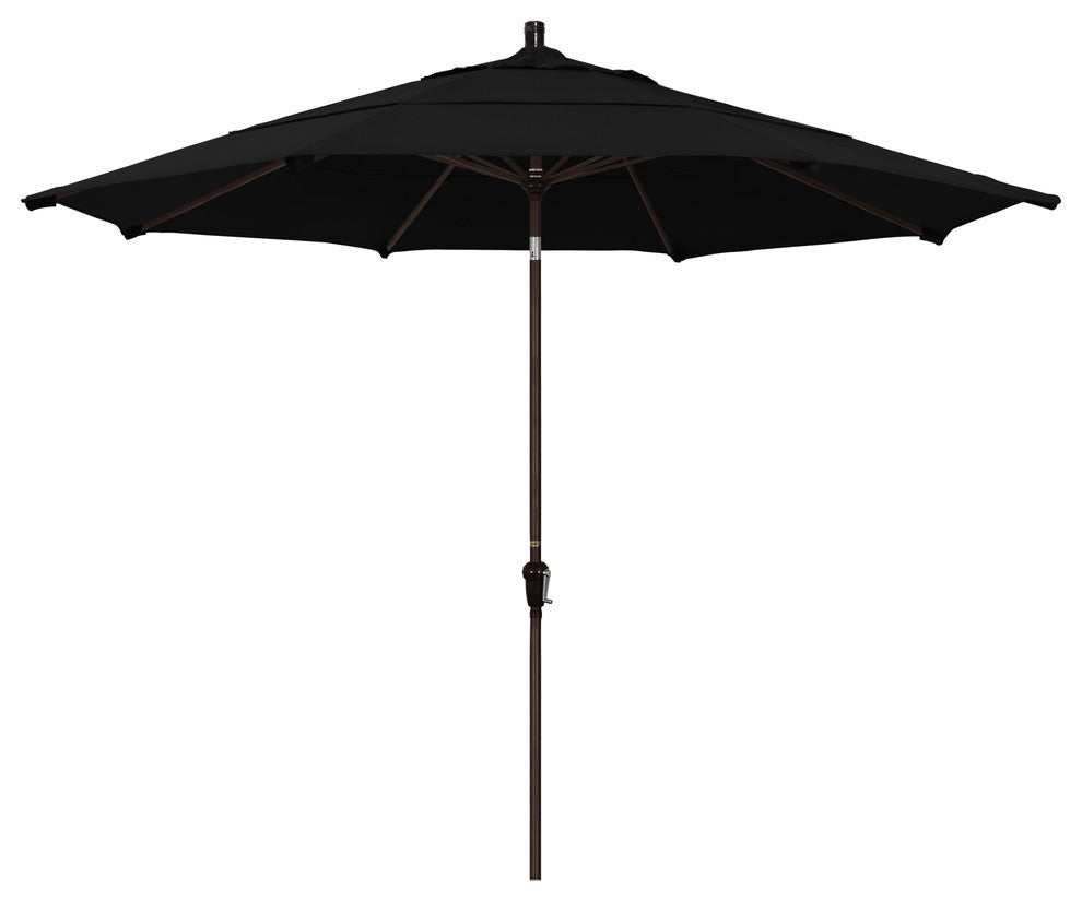 11' Bronze Auto-Tilt Crank Aluminum Umbrella, Pacifica, Black