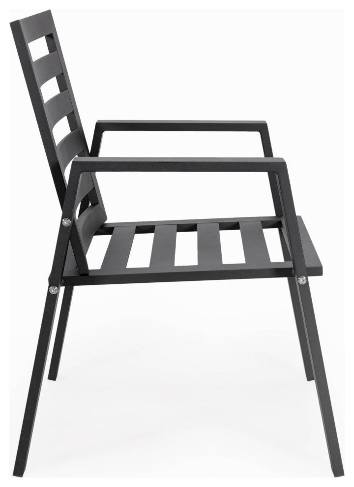 LeisureMod Chelsea Patio Dining Armchair in Aluminum with Cushions, Beige
