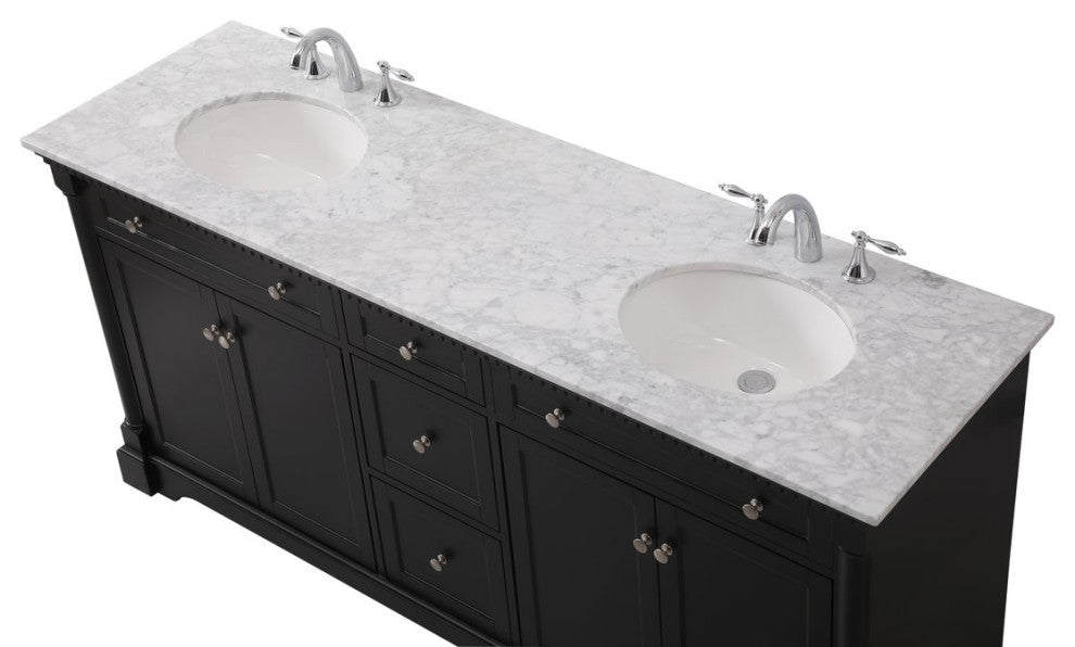 Home Living 21.5" Transitional Black-Light Bathroom Vanity, Black, 72