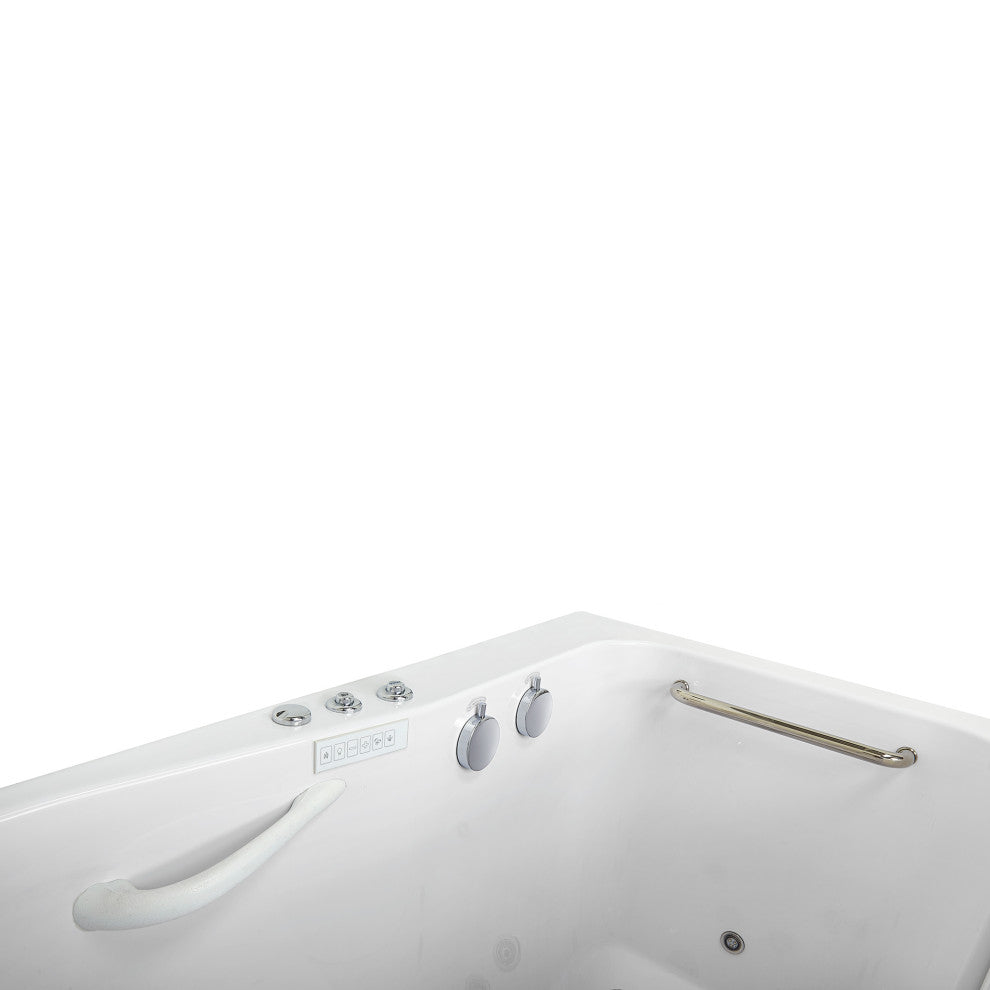 Ella Shak 36"x72" Air + Hydro + Foot Massage Walk-In tub, Outward Door, 2 Drains, No Faucet, Right Drain Heated Seat