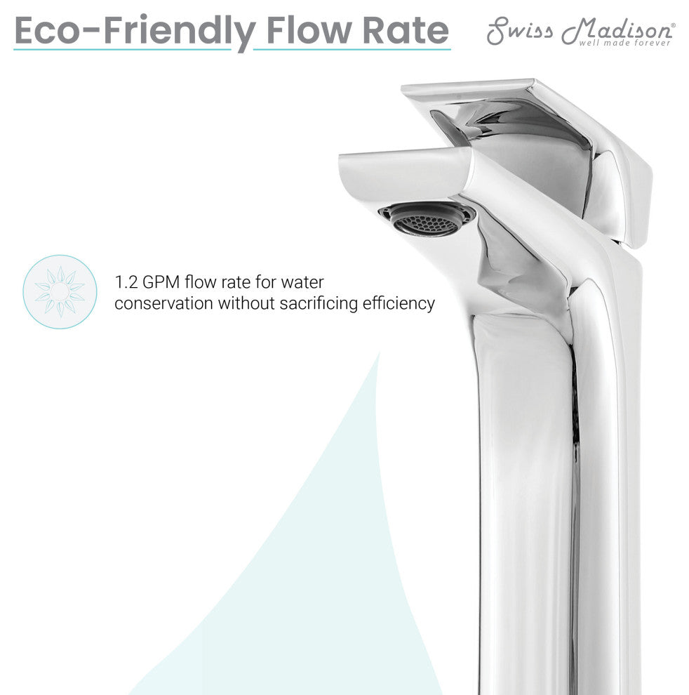 Monaco Single Hole Single-Handle High Arc Bathroom Faucet, Chrome
