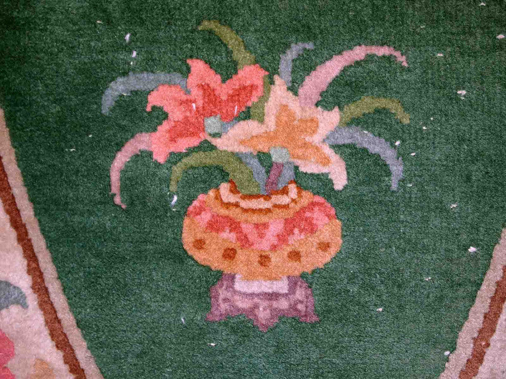Handmade antique Art Deco Chinese rug 2.6' x 5.2' (81cm x 159cm) 1930s