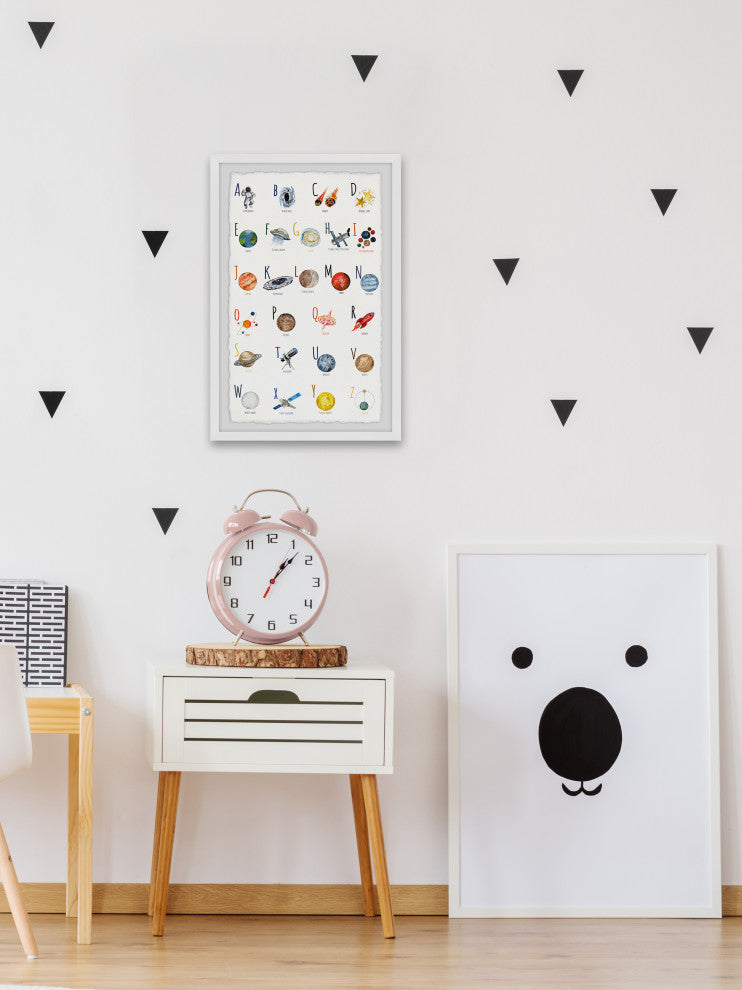 "Space Alphabet" Framed Painting Print, 12x18