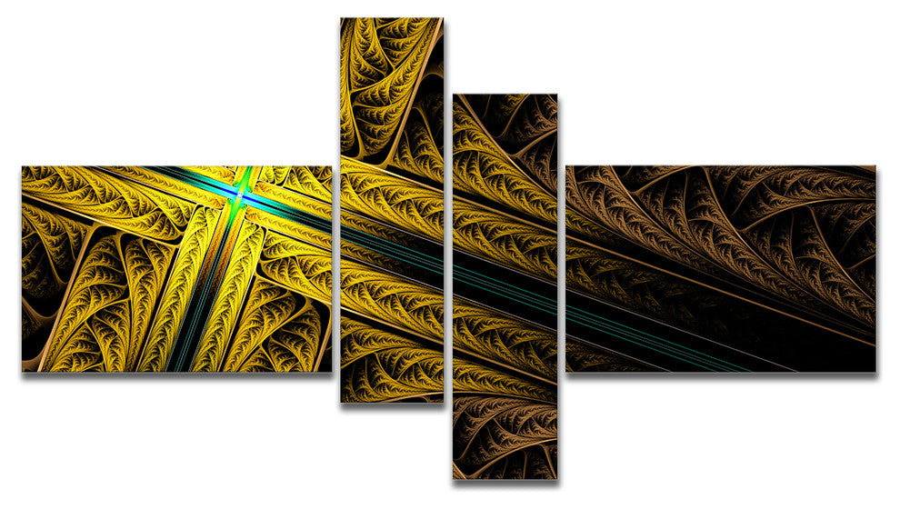 Intricate Multi colored Cross, Abstract Print On Canvas, 60"x32", 4 panels