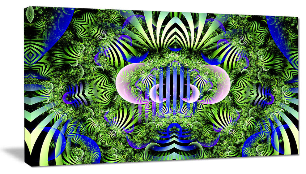 Green Magical Fairy Pattern, Floral Canvas Art Print, 32"x16"