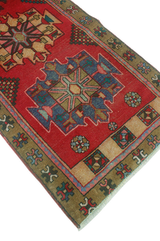 Fine Vintage Distressed Berry Red/Brown Runner, 3'3x9'10