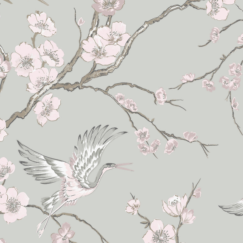 Transform Heron Peel and Stick Wallpaper, Gray