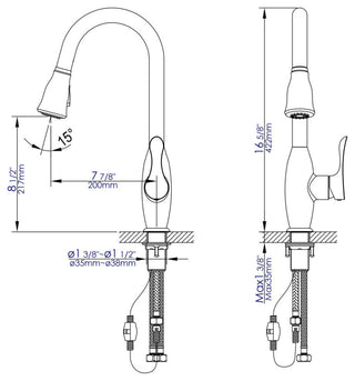 Polished Chrome Traditional Gooseneck Pull Down Kitchen Faucet