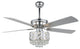 Crystal Ceiling Fan with Remote 5 Blades 52Inch, Chrome