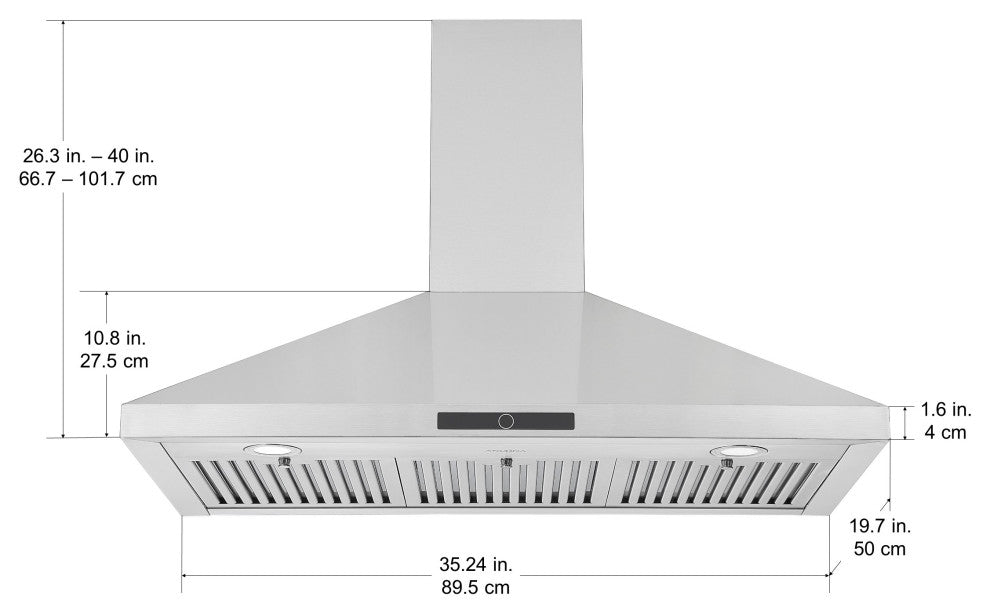 36" Convertible Wall Mount Pyramid Range Hood