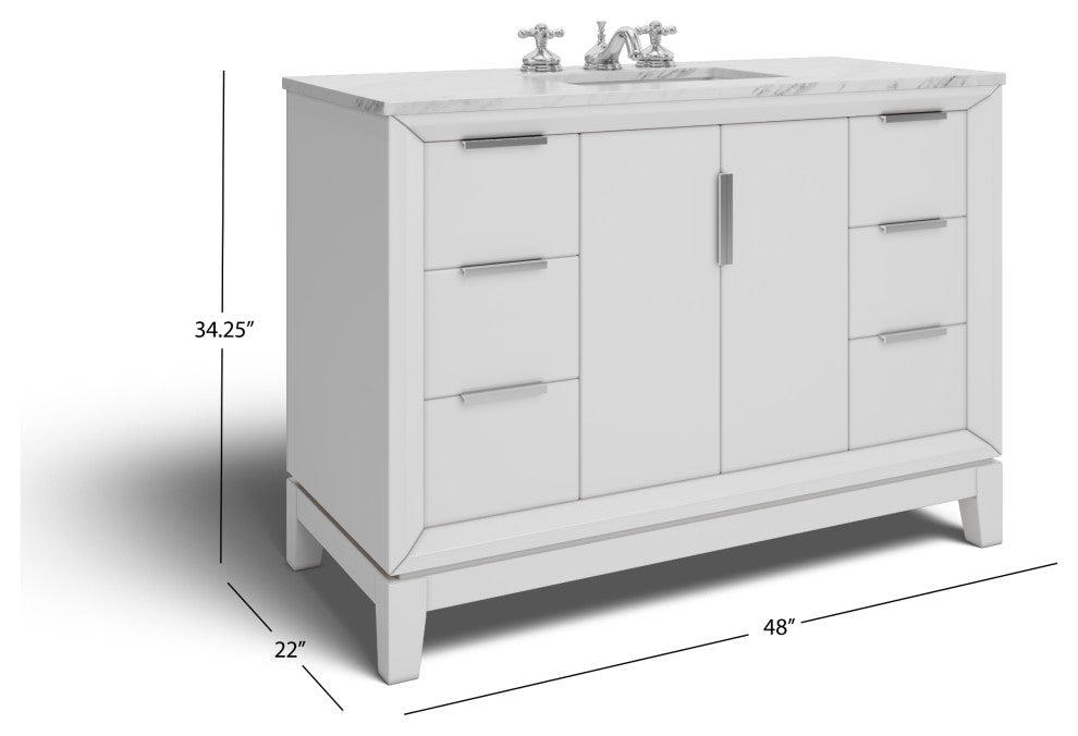 The Ezra Bathroom Vanity, Pure White, 48", Single Sink, Freestanding