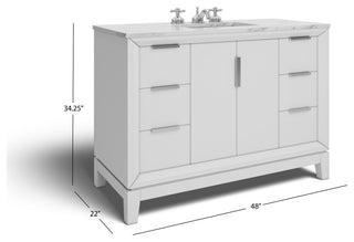 The Ezra Bathroom Vanity, Pure White, 48", Single Sink, Freestanding