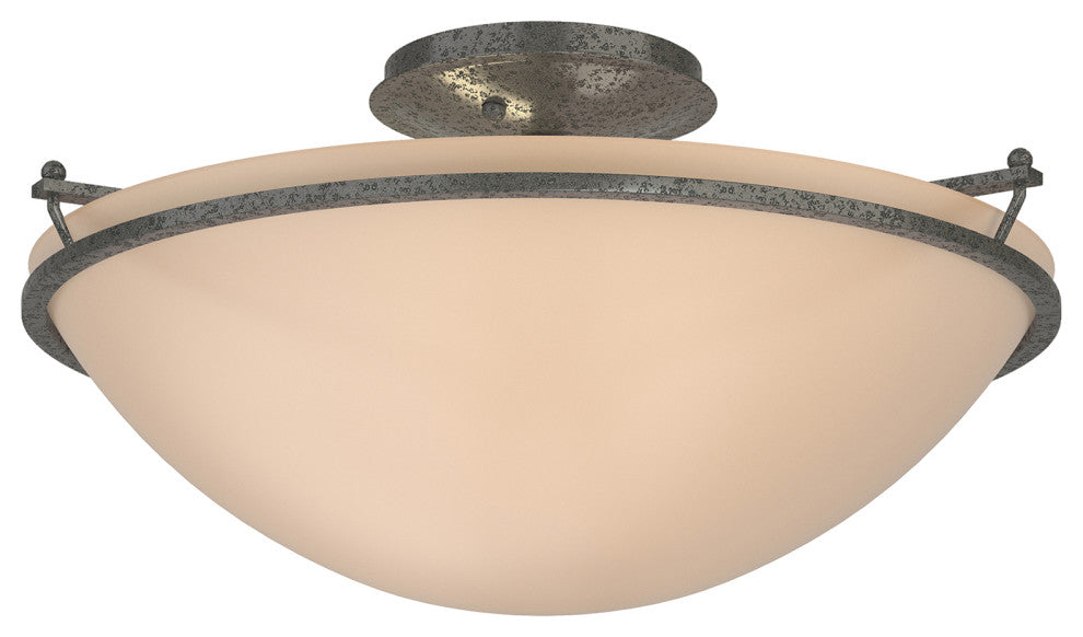 Plain Large Semi-Flush, Natural Iron Finish, Sand Glass