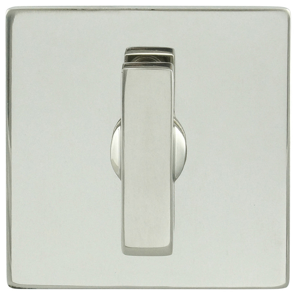 Barn Door Privacy Lock, Square Rose, 2.25" BS, TT14 Turn, Bright Stainless