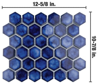 Hudson Due 2" Hex Sapphire Porcelain Floor and Wall Tile
