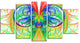 Extraordinary Fractal Green Design, Abstract Canvas Art Print, 60"x32", 5 Panels