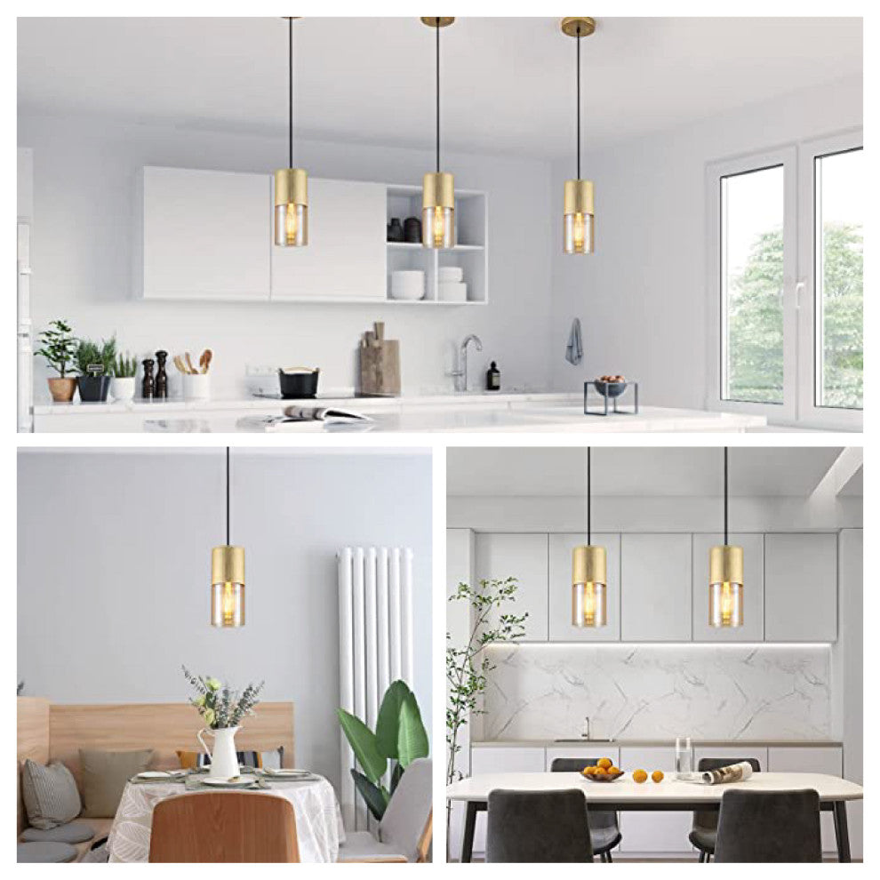 1 Pack  Gold kitchen island lighting Adjustable Amber pendant lighting
