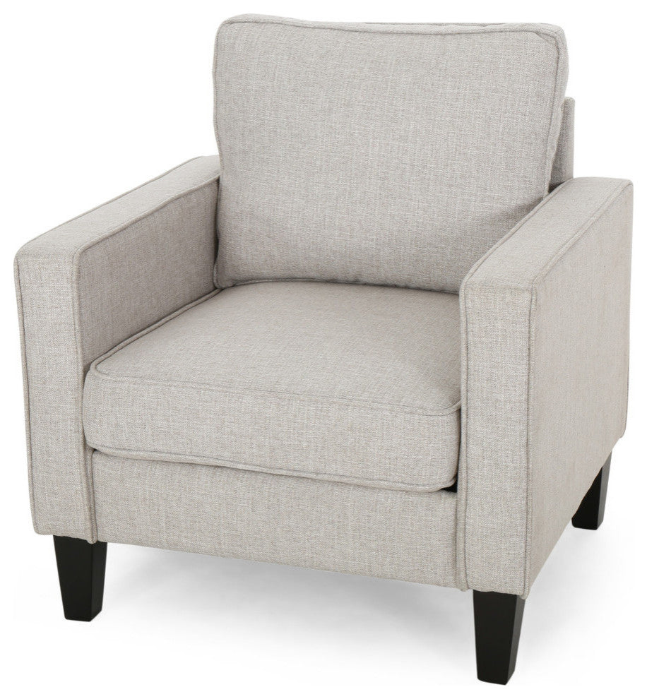 Elizabeth Contemporary Fabric Club Chair, Beige, Dark Brown