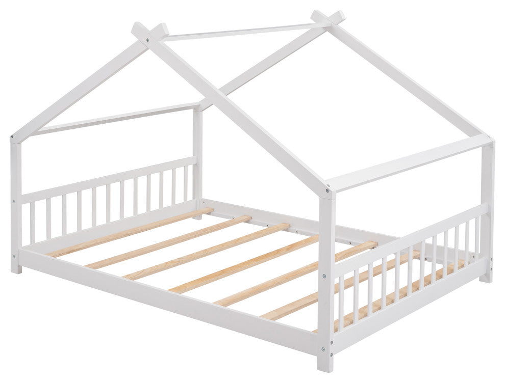 Gewnee Full Size House Bed Wood Bed in White