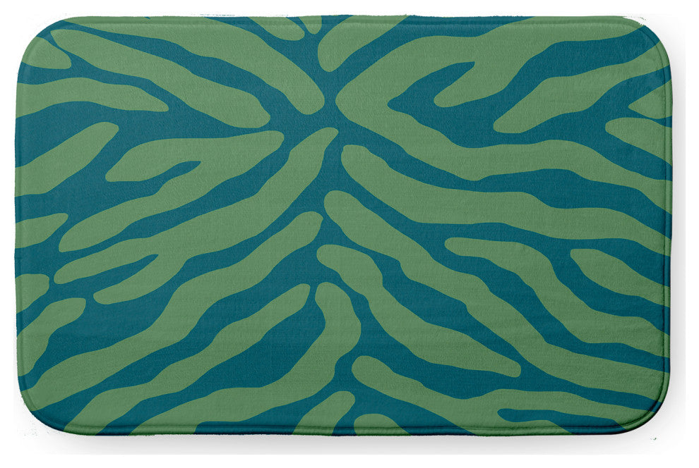 Green Rectangular Animal Stripe Pet Feeding Mat for Dogs or Cats