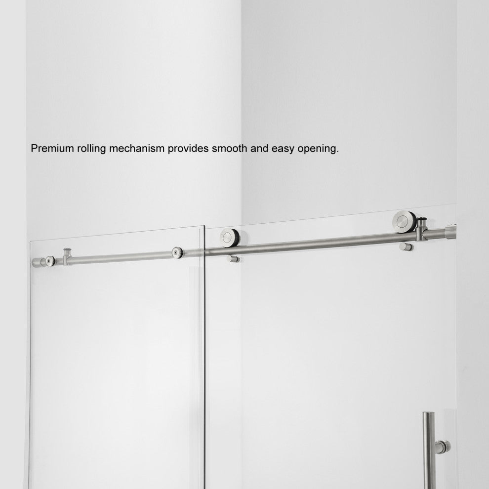 Villena 60" W x 58" H Single Sliding Frameless Tub Door, Brushed Gold, 60 Inches
