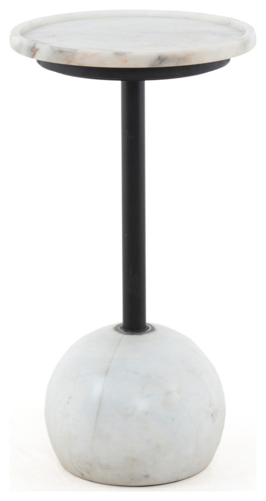 Viola Accent Table-Polished White Marble