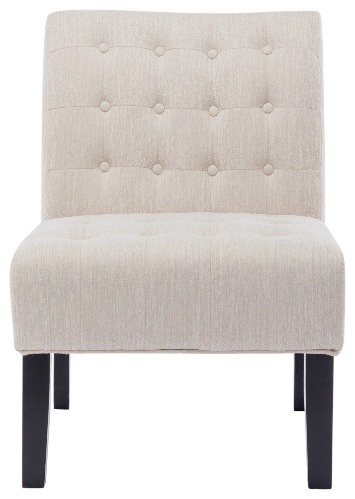 Mulligan Fabric Tufted Slipper Chairs, Set of 2, Beige + Matte Black