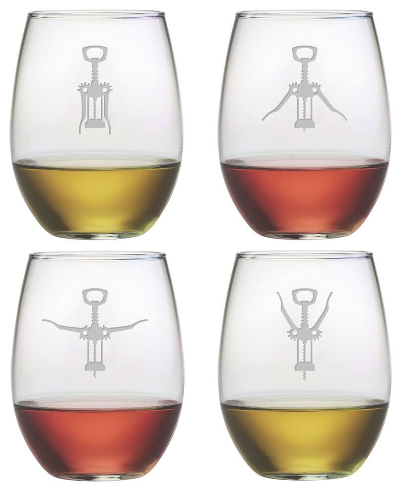 Wine Aerobics 4-Piece Stemless Wine Glass Set