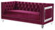 Benzara BM250589 Loveseat With Acrylic Feet and Mirrored Trim, Dark Red