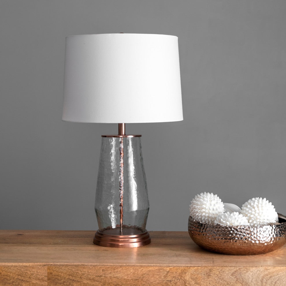 Nuloom 26" Rodney Glass Vase Cotton Shade Bronze, Turn Key Switch Table Lamp