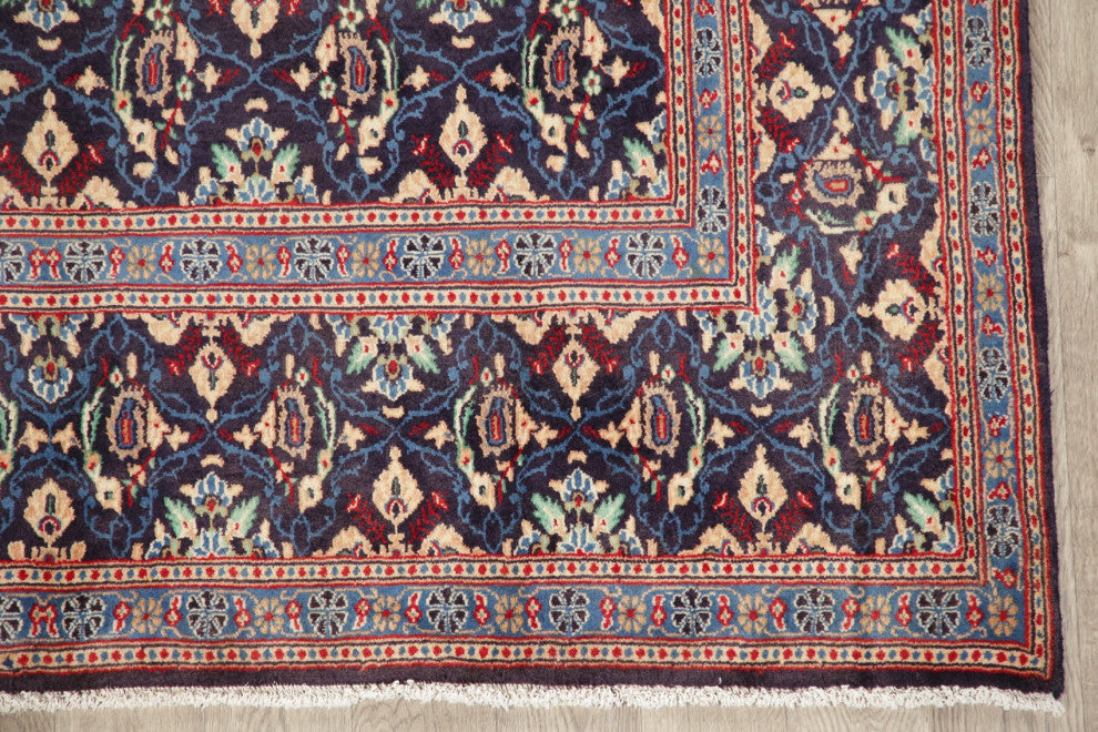 Consigned, All-Over Medallion Hand Knotted Vintage Oriental Area Rug, Blue, 6x10